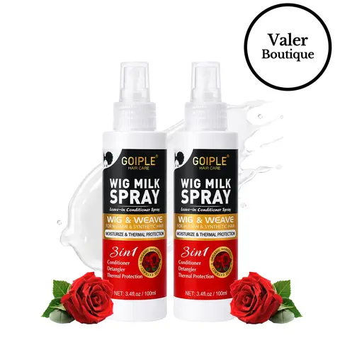 Wig Rose Milk Spray Wig Spray for Synthetic Hair, Leave-In Conditioner Spray for Hair Wigs, Conditioner ＆ Detangler 2 in 1 Moisturize Spray, Hydrates & Replenishes Synthetic Wigs Easy Combing (3.4 fl oz)