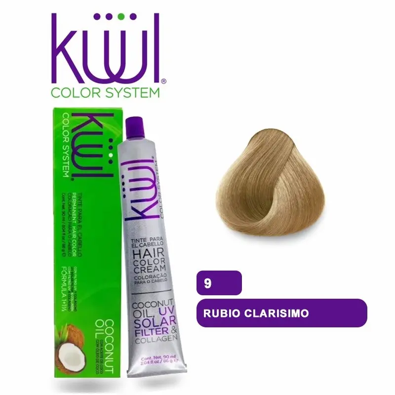 Permanent Hair Color Cream Number 9 with Coconut Oil, UV Filter & Collagen – Professional Hair Dye for Long-Lasting Color, Shine & Gray Coverage