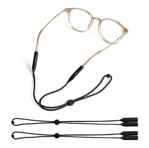 Leather eyeglass strap, set of 3 adjustable eyeglass chains/strap, lanyard, eyeglass holder, unisex sports sunglasses frame straps, includes 2 non-slip sleeves