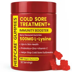 Cold Sore Treatment for Lip & Skin Support with L-Lysine, Zinc, Vitamin C & Women Probiotics | Vegan Immunity Booster That Helps Prevent Outbreaks & Promotes Faster Healing | 60 Berry Flavored Gummies
