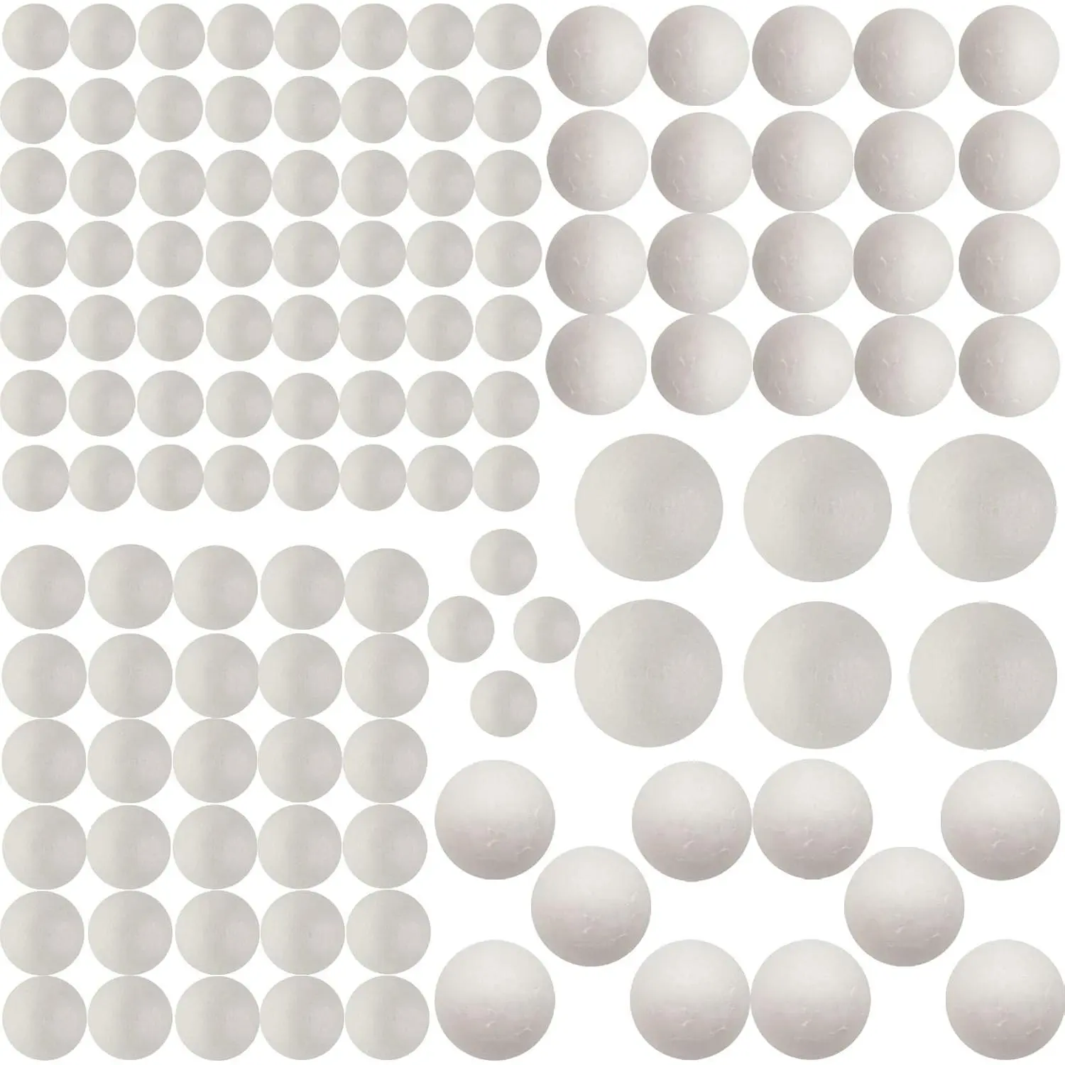 126 Pack Craft  Balls, 5 Sizes Including 1-2.4 Inches, White Polystyrene Smooth Round Balls,  Balls for Arts and Crafts, DIY Craft for Home, Supplies School Craft Project and Holiday Party
