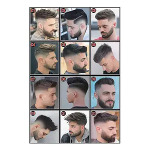 1 Piece Modern Men's Hairstyle Canvas Poster, Wall, Hair Design - 30.48x 45.72cm Haircut Chart, with 37 Numbered Hairstyles, Fade-Resistant and Easy-to-Clean Surface, Suitable for Salon, Home or Barbershop Decoration - Men's Haircut Guide