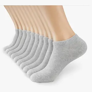 Unisex  Gray 5 Pair Thin Cotton Low Cut Ankle Socks