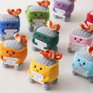 Knitting emotional funny fire box doll wool knitting positive card positive energy ornament trash can explosion