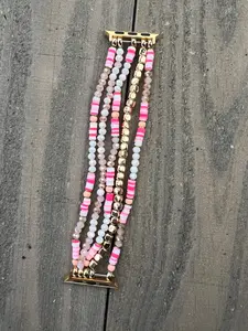 Pink Polymer Clay Beaded Stretch Smart Watch Band
