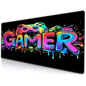 Neon Gaming Mouse Pads - Durable Polyester Oblong Mat, Non-Slip Accessory for Gaming, Office Use