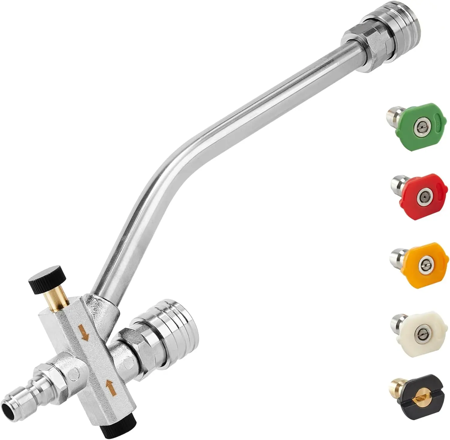 Dual Connector Lance  Washer  Cannon, Power Washer Soap Attachment, Dual Lance  Washer Wand with 5 Nozzles Tips, 1/4" Quick Connect