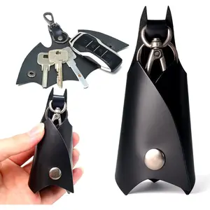 KeyChain Leather Bat Shape for men gifts and women Car key fob case,Leather fashion pop keys ring cover holder