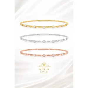 14K Solid Gold Diamond Beaded Bracelet 7"