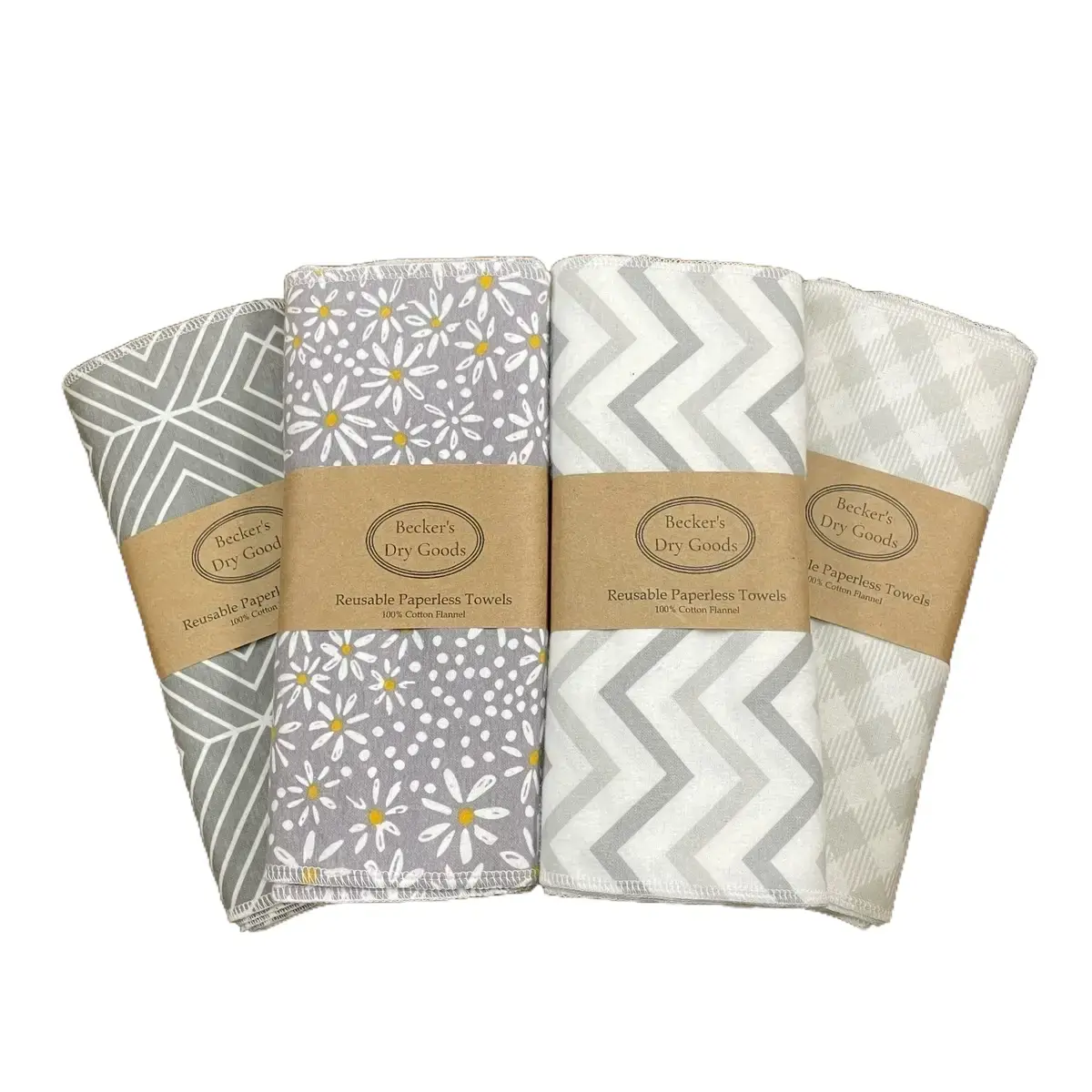 Grey 6 Pack - Eco-Friendly Kitchen Paper Towel Replacement Cotton Flannel Cotton Wipes Cleaning