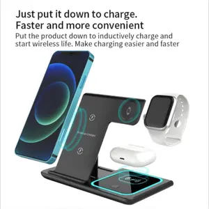 15w Three-In-One Magnetic Wireless Charger, Smartphone Charger, Compatible with iPhone, Watch, AirPods, Samsung, Bedside Charging Station, Ideal for Home Office Gifts