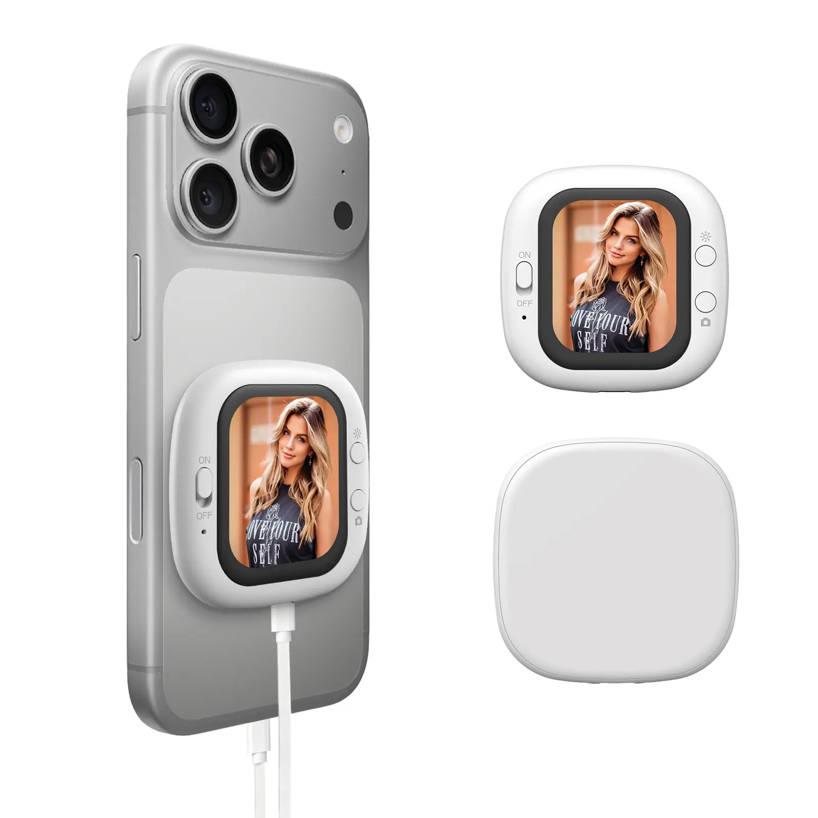 Mini Selfie Monitor Screen for Smartphone, Remote Control Bluetooth-compatible Camera Controller, Ideal for Tiktok Youtube Vlog, Smartphone Camera Accessories