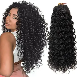 【20 Inch Only $59】VIPbeauty Curly Crochet Human Hair 60g Knotless Pre-Separated Feather Jerry Curly /Burmese Curly Human Crochet Hair 3C4A Lightweight Reusable Remy Hair Extensions for Women Natural Black Color