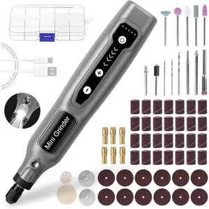 Cordless Mini Rotary Tool Set - 64 count Accessories 5 Speed 5000-18000rpm Multi-Purpose Mini Electric  Kit 3.7V USB Rechargeable with Light for Engraving Grinding Polishing  DIY Grey