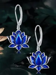 Stylish Lotus Flower Earrings for Women, Casual Party Jewelry Gift, Copper Material for All Seasons