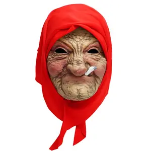 Realistic Old Woman Mask Set, Hyper Realistic Mask, Silicone Latex Helmet for Halloween Role Play, Horror Spooky Granny Face Cover, 1 Piece Costume Accessory