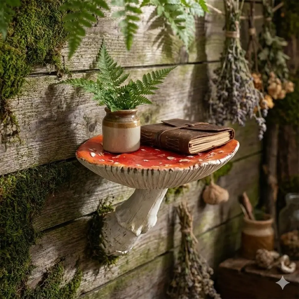 Resin Mushroom Wall Shelf, Floating Bathroom Decor with Anti-Mildew Design, 3 Sizes for Modern Nordic Home & Office Creative Storage, Stylish Wall-Mounted Organizer, Vintage Home Decor, Shelfs for Wall