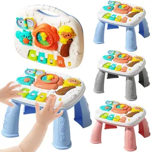 Kids Interactive Activity Table with Music Keyboard, Musical Light Up & Animal Sounds, Durable Abs Material Educational Toy for Children