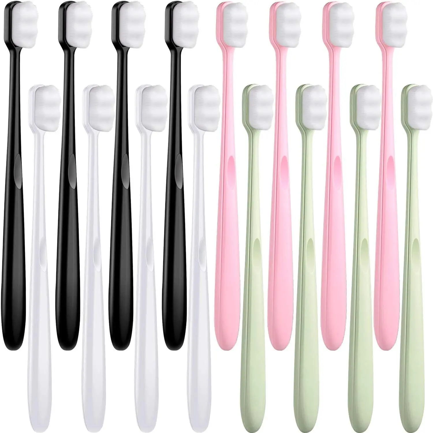 Adult Soft Micro-Nano Bristle Manual Toothbrushes, 16-Piece Pack with 20000 Nano Bristles, Wavy Head Gentle Clean, Gentle on Gums Toothbrushes for Sensitivity Relief & Gum Care, White, Adults, Anti-Oxidants, Cleansing, Honey, Gentle Care