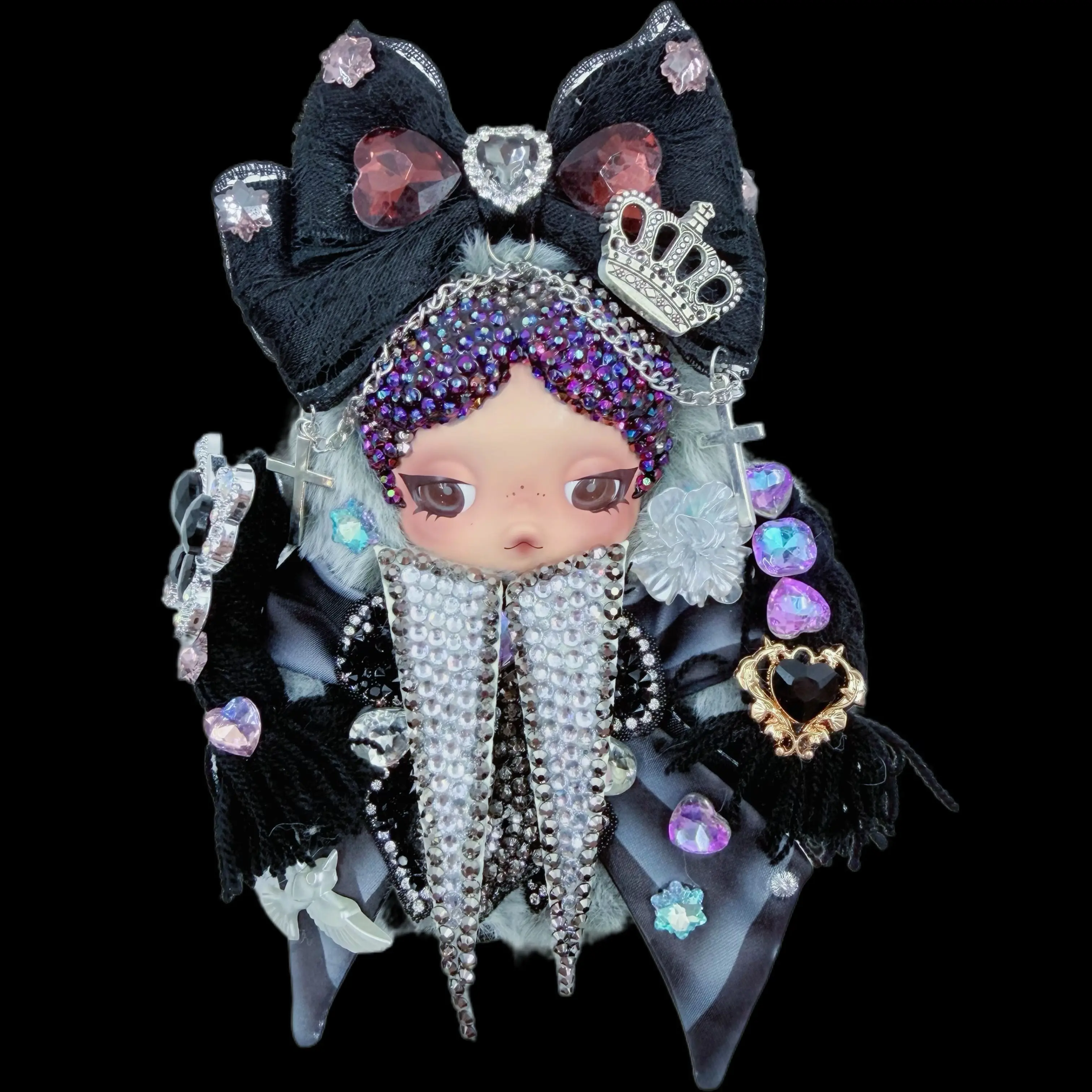 Wednesday * Skull Panda(Nevermore Academy Uniform Version) Handmade Diamond Plush Doll