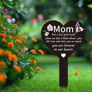 Acrylic cemetery commemorative plaque, outdoor courtyard wooden stake tombstone - waterproof, Yard Sign, commemorative plaque for dear mother, expressing longing for the deceased mother