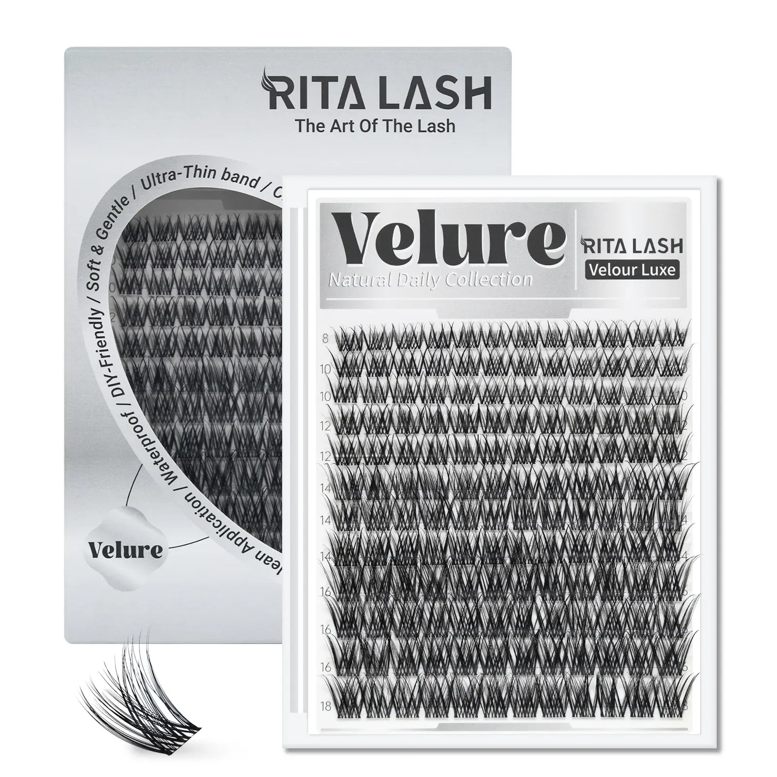 Velour | RITALASH Luxe Collection Upgrade U Lashes, Ultra-Dense Waterproof Long-Lasting | Venus | Natural Daily Wear | Beginner-Friendly DIY Lashes, Flawless Voluminous Look | Trendy Must-Have Clusters