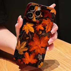 Phone Case Casing with Autumn Leaf Pattern, Christmas Design, Compatible with iPhone Models 6-16 Pro Max, Stylish Protective Cover
