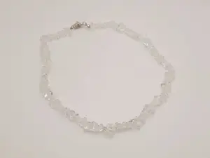 Clear Quartz Chip Choker Necklace Silver tone Gorgeous Choker