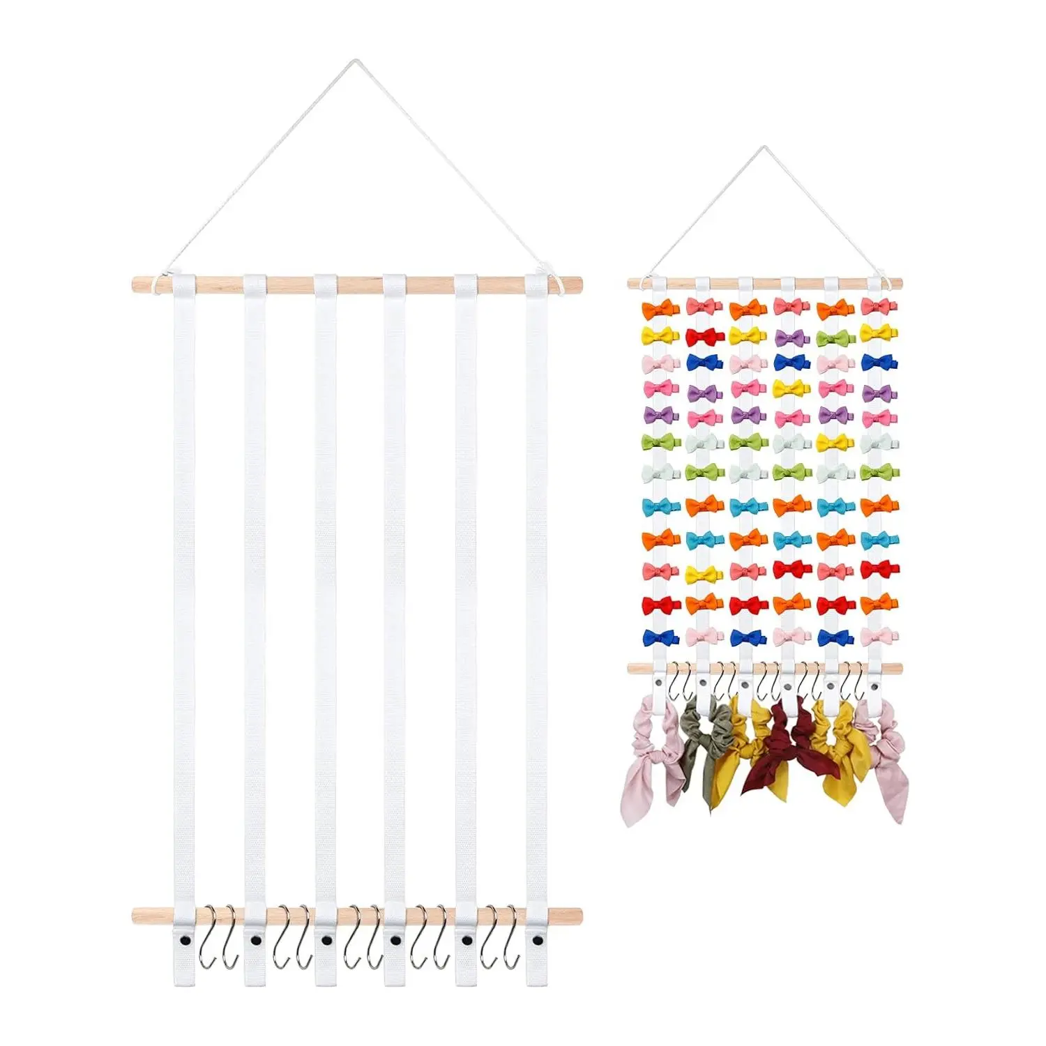 Stainless Steel Wall-Hangable Bow Holder Rack - Home Organizer for Hair Bows, Clips, Ties, Headbands - Room Decoration Accessories