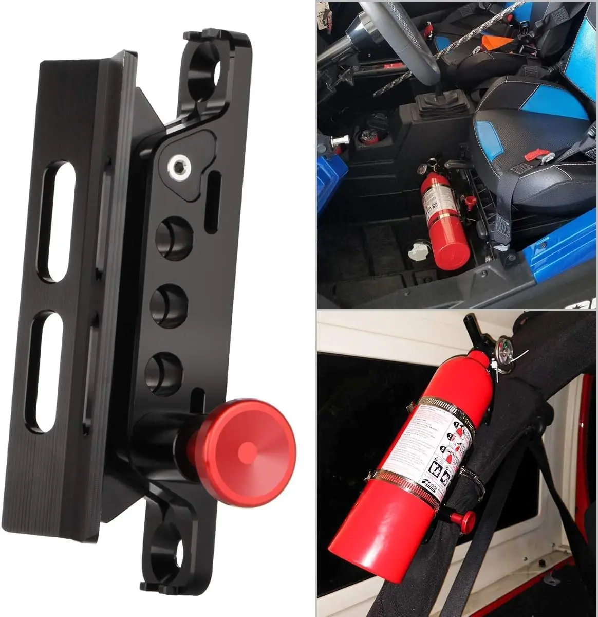 Roll Bar Fire Extinguisher Holder - Quick Release Bracket Mount for Jeep Wrangler TJ JK JL Vehicles, Adjustable Nylon + Alum Fire Safety Accessory
