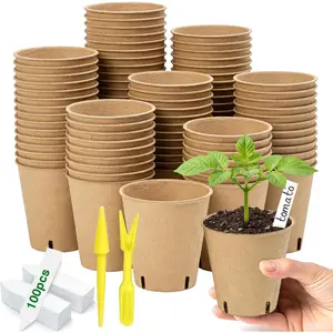 Peat Pots 70 Pack with 100  Labels, 3.15 Inch  Seedling  Pots with Drainage Holes