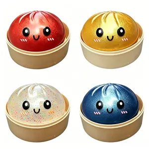 Glitter Dumpling Squishy with Box, Soft Sensory Squeeze Toy for Stress Relief, Mystery Glitter Dumplings, Decompression Dough, Not Blind Box, You Can Choose Your Favorite Color Freely