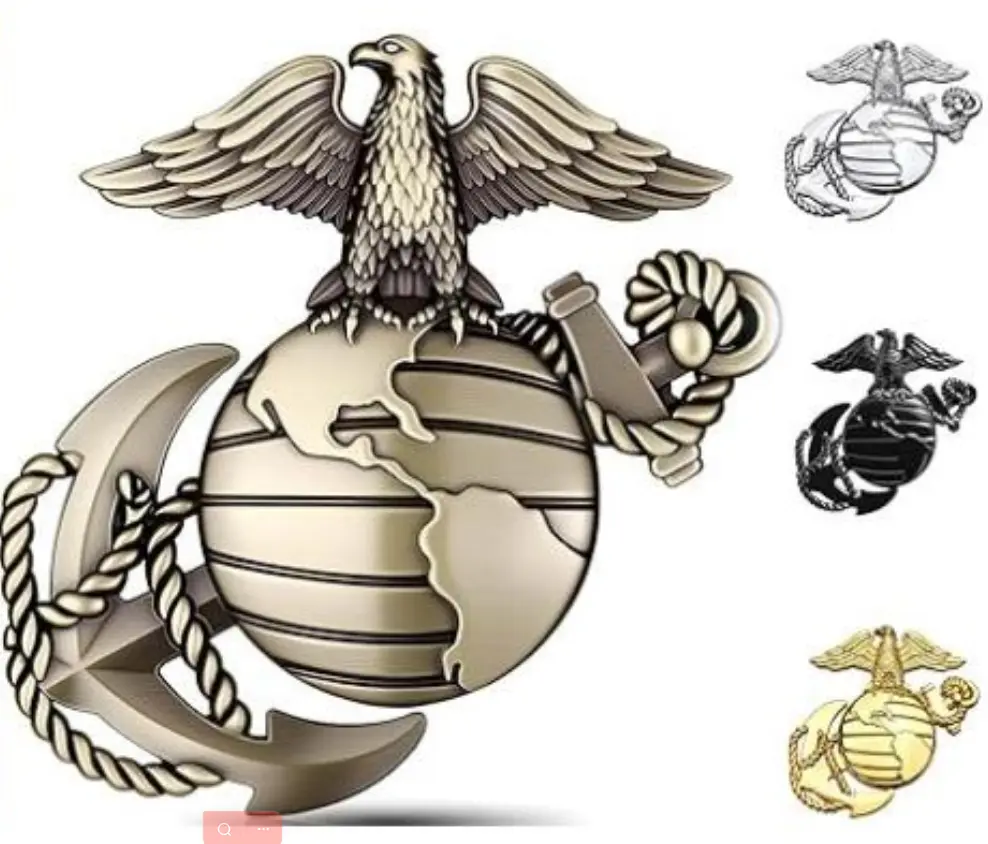 Bronze U.S. Marine Corps 250th Anniversary 3D Eagle-Globe-Anchor Military Car Sticker, 3.3in×3.1in Weather Resistant Metal Emblem, for Cars Trucks, Ideal Gift for Veterans, Automotive Exterior Accessory