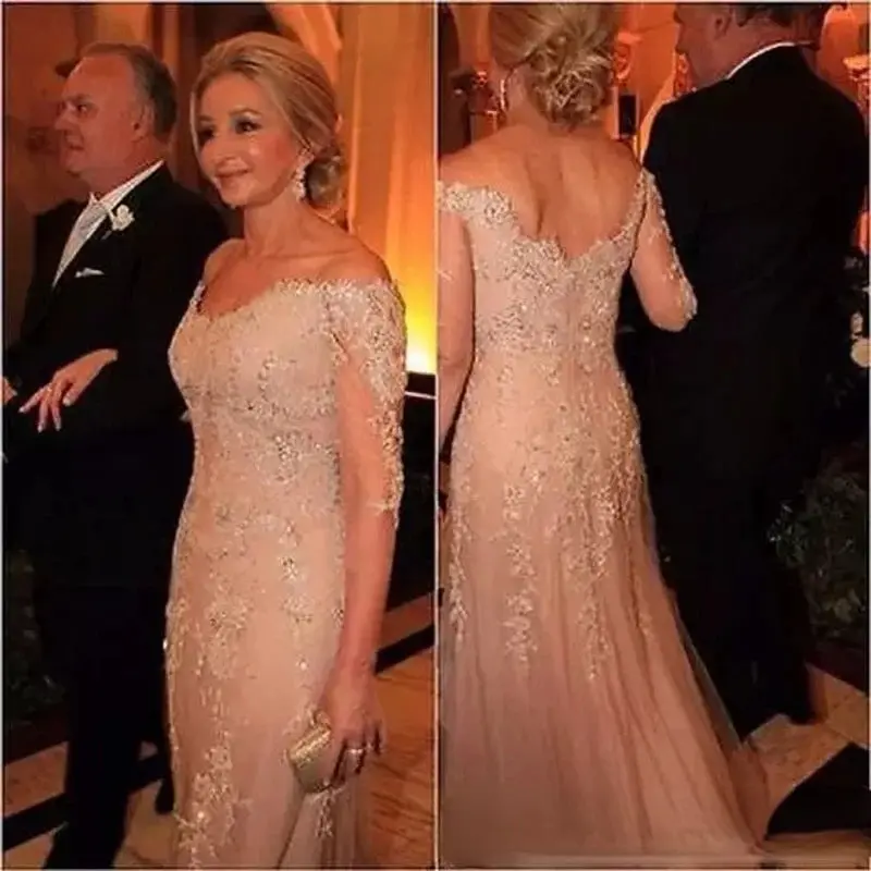 2021 Long Sleeve Slim Lace Appliques Mother Dress Sexy Mermaid Mother Of The Bride Dresses Elegant Evening Formal Gowns