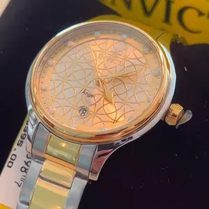 Invicta Angel Women's Watch - Elegant Gold & Silver Tone with Intricate Dial Design and Date Display