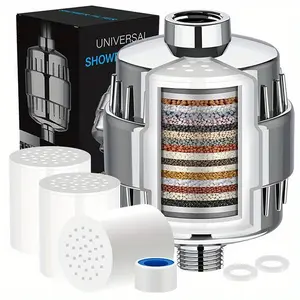 Universal 20-Stage Shower Filter with 3 KDF 55 Cartridges for Hard Water Reduction Chlorine Fluoride ABS Filtration Universal Fit