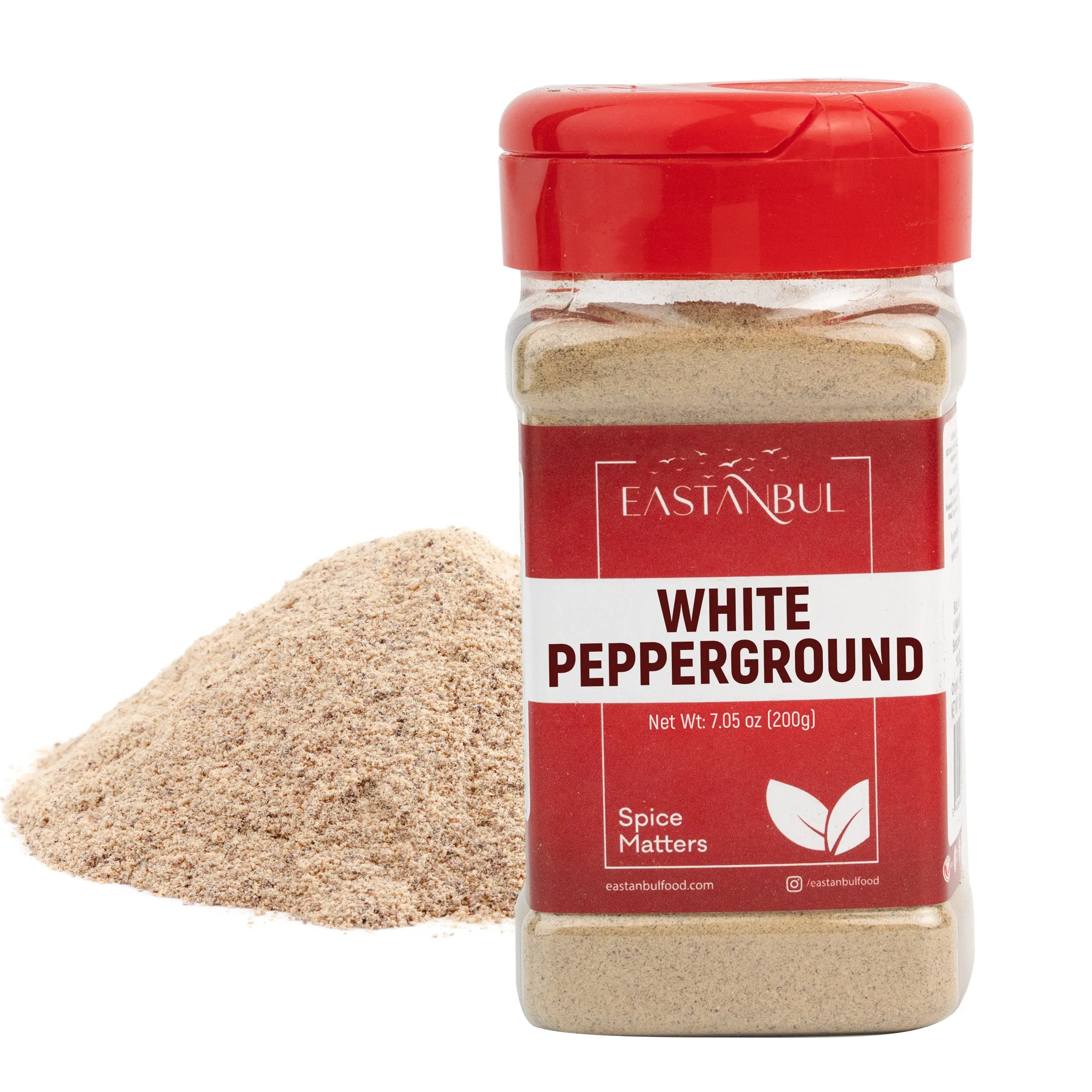 Eastanbul White Pepper Ground, Premium Ground White Pepper Powder, 7.1oz Mediterranean Cuisine Earthly Aroma