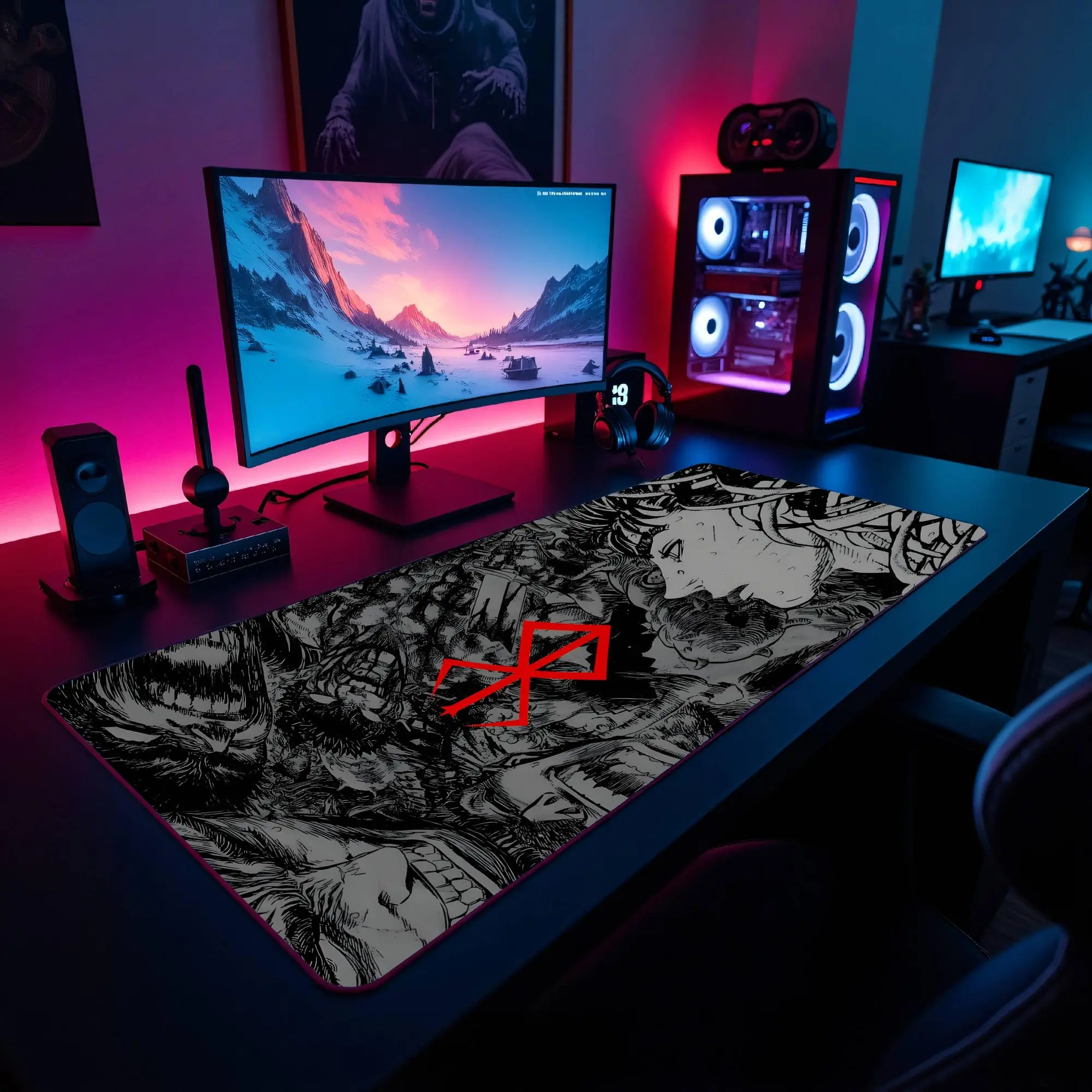 Berserk Guts Mousepad, Guts Anime Desk Mat, Guts Manga Mouse Pad, Berserk Guts Gift, Dark Fantasy Guts Accessory, Large Mousepad
