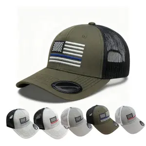 Fashion - Forward American Flag Trucker Cap - Adjustable, Mesh Side, Thin Blue Line, Great for Daily Wear & Hip - Hop Style, Awesome Gift for Patriotic Trendsetters