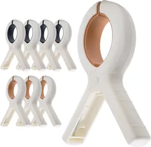 Extra Large Beach Towel Clips 8 Pack, 5.1 Inch Towel Clips for Beach Chairs Cruise Heavy Duty, Towel Holder Clips for Clothes Pool Boat,  Khaki and Blue FEFU