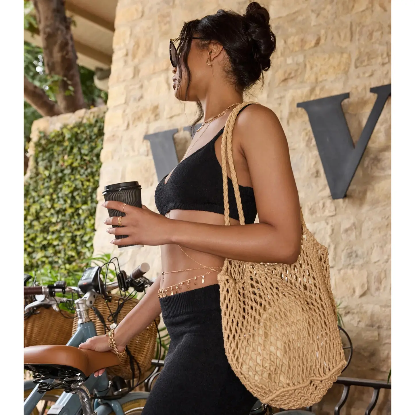 Casual Trendsetter Open Weave Tote Bag Casual Trendsetter Open Weave Tote Bag