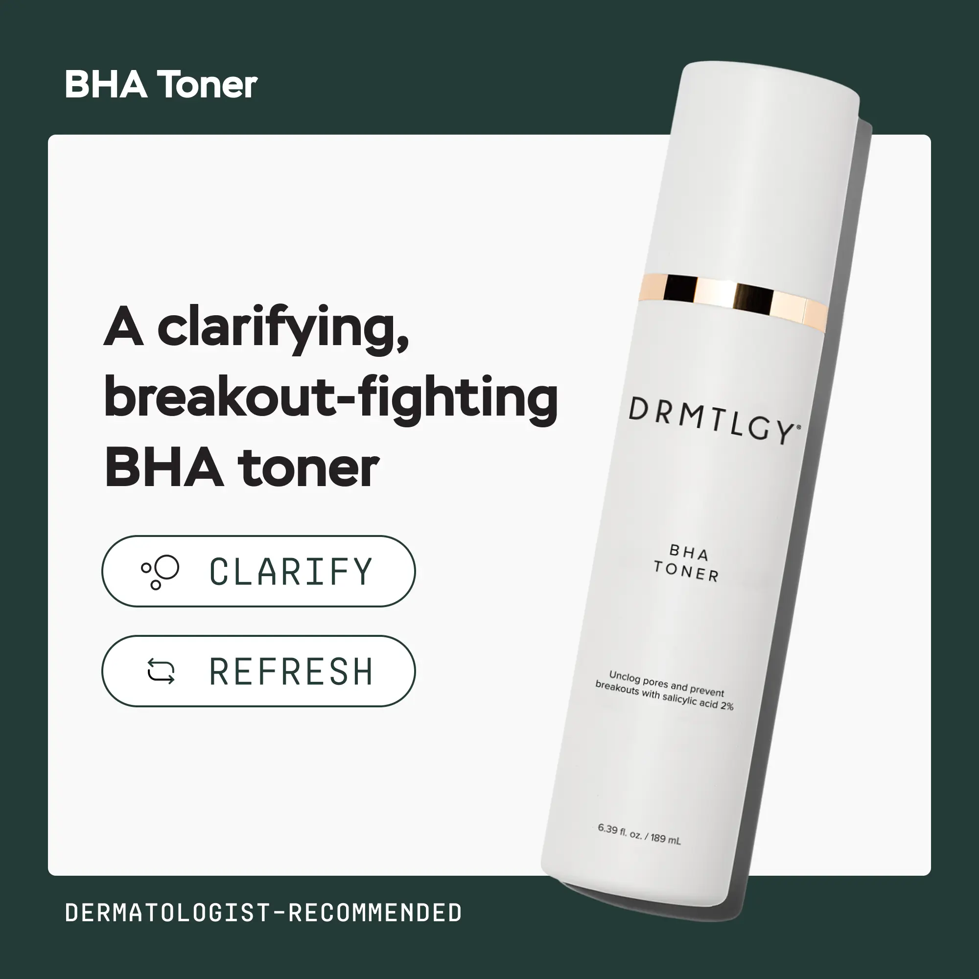 DRMTLGY BHA Toner 6.3 fl oz with Salicylic Acid Skincare Clear