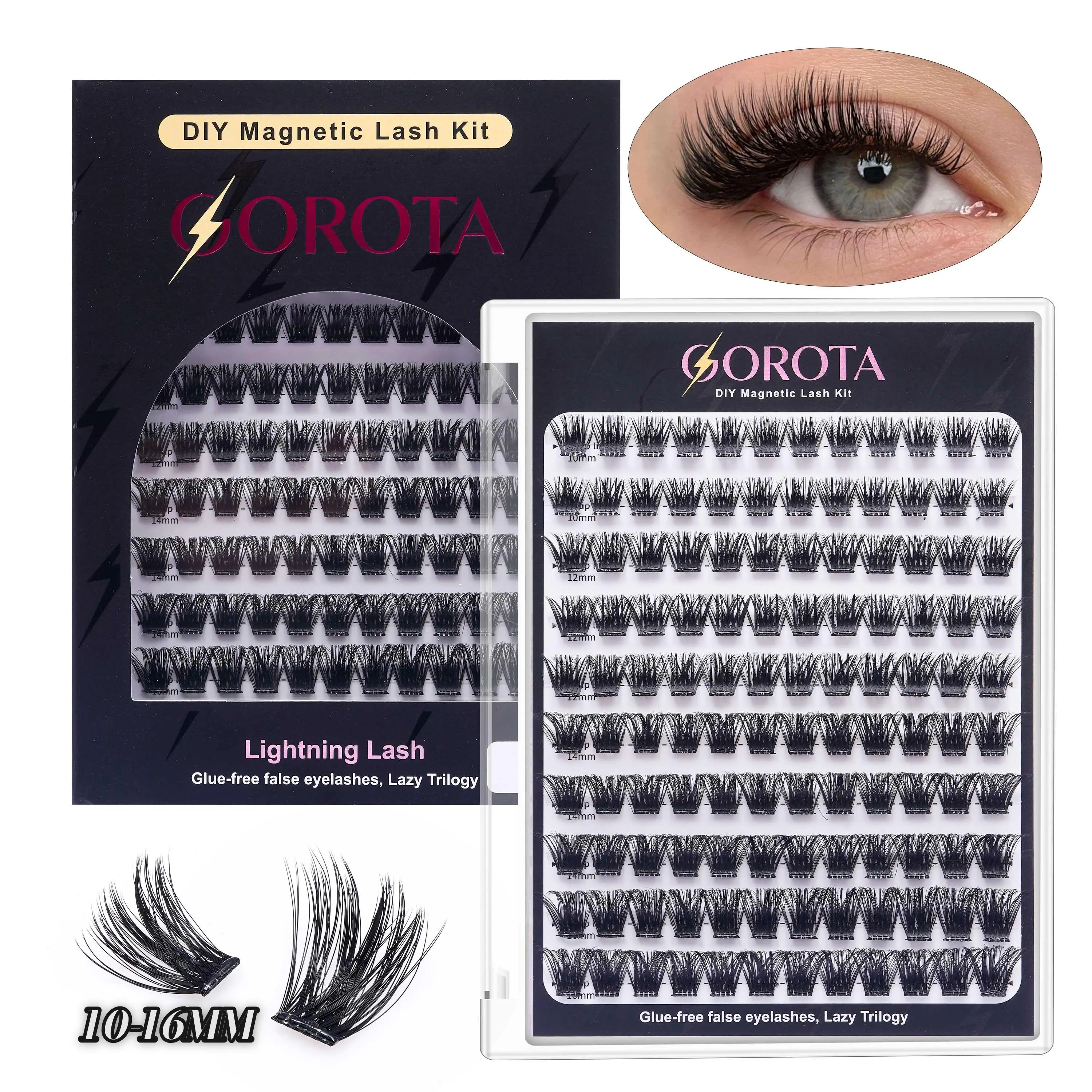 Gorota Segmented Self-Adhesive False Eyelashes | Mixed Lengths 10–16 mm, 3D Self-Adhesive Style | Natural Lashes in 5 Seconds Without Glue | Beginner-Friendly, Reusable Lashes — Summer Essential
