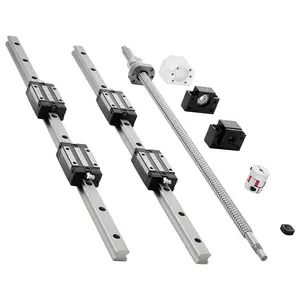 VEVOR High Precision Industrial Machine Linear Motion Slide Rail Set, HGR20, 2PCS 600mm (23.62in) Rails, 1PCS Ball Screw, 4PCS Slide Blocks, BF12/BK12 End Supports, Coupling, Nut Housing for DIY CNC Routers, Lathes