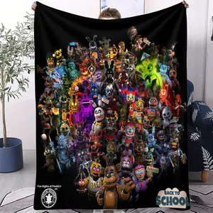 Five Nights at Freddy's Blanket,Soft Flannel Nap Blanket,Sofa Blanket,All-Season Use,Perfect Gift for Gaming Fans,Single-Sided Print