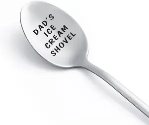 Gifts for Dad Ice Cream Spoon Scoop for Ice Cream Lovers, Stocking stuffers for men Funny Engraved Stainless Steel Spoon Shovel