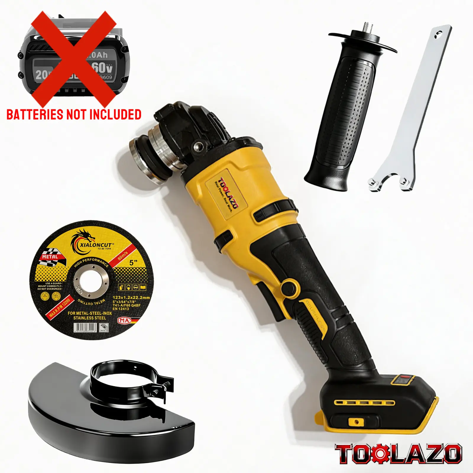 Brushless Cordless Angle Grinder | 20V Compatible (Tool Only, Battery Not Included) | High-Power Motor for Cutting, Grinding & Polishing Metal, Tile & Concrete | Ideal for Automotive Repair, Construction & DIY Projects