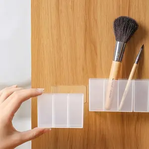 Wall-Mounted Mini Storage Box Transparent Plastic Lipstick Eyebrow Pencil Makeup Brush Holder Makeup Organizer Dresser Storage