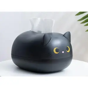 Cute Cat Tissue Box Dispenser Storage Tissue Holder with Toothpick Box Cat Gifts(Black) EONXNGAGY