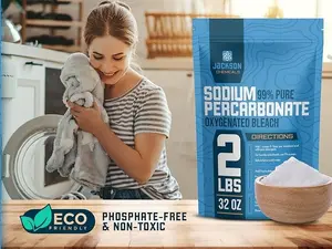 99.9% Pure Oxygen Bleach Powder | Sodium Percarbonate | Laundry Stain Remover | Whitener | Detergent | Dishwasher Clean | Deodorizer | 2 lbs |